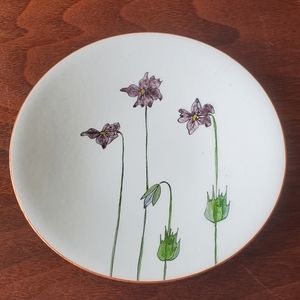 VTG de Passille Sylvestre Wildflower Enamel On Copper Plate Floral Design Quebec